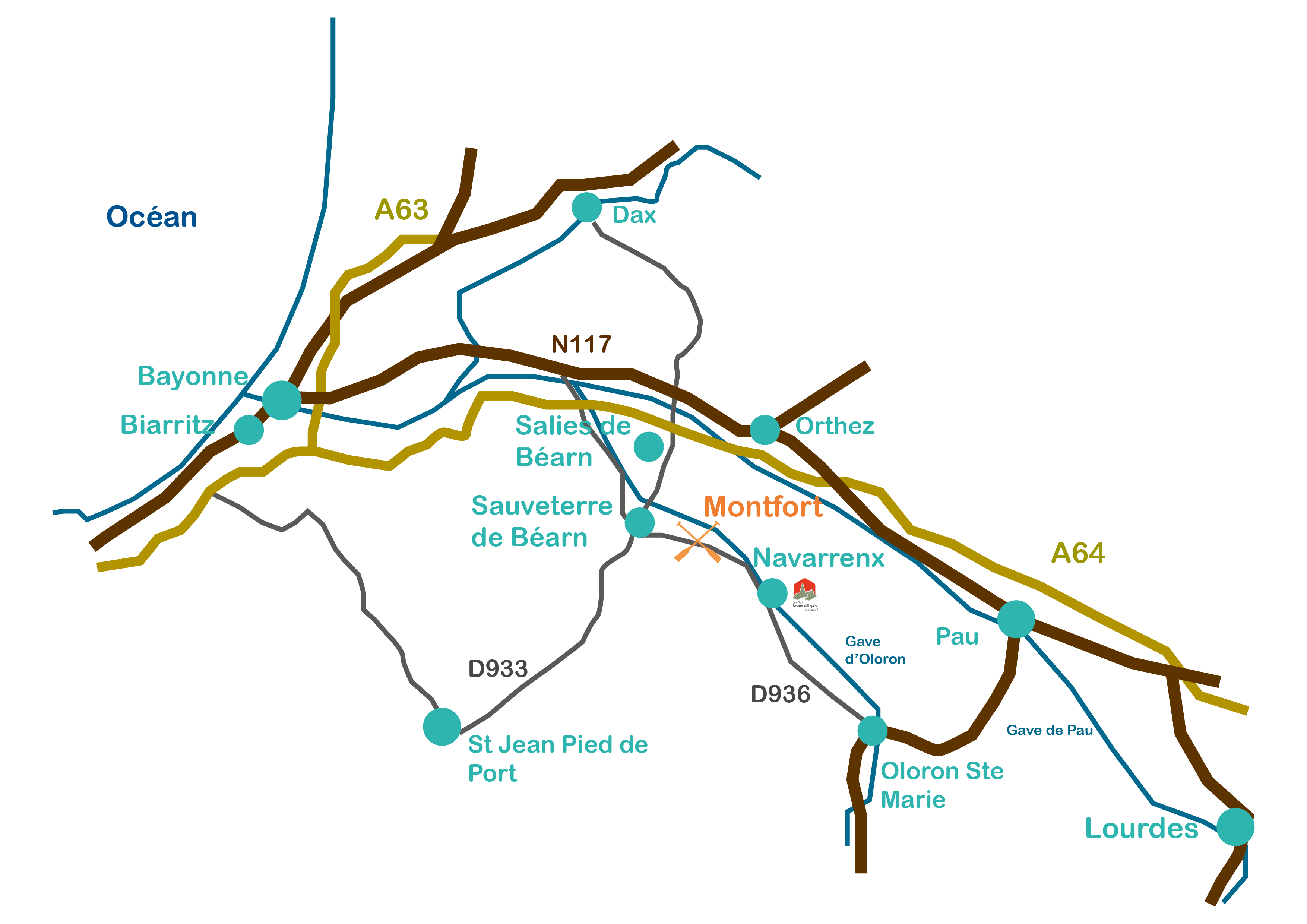 venir rafting 64 carte emplacement